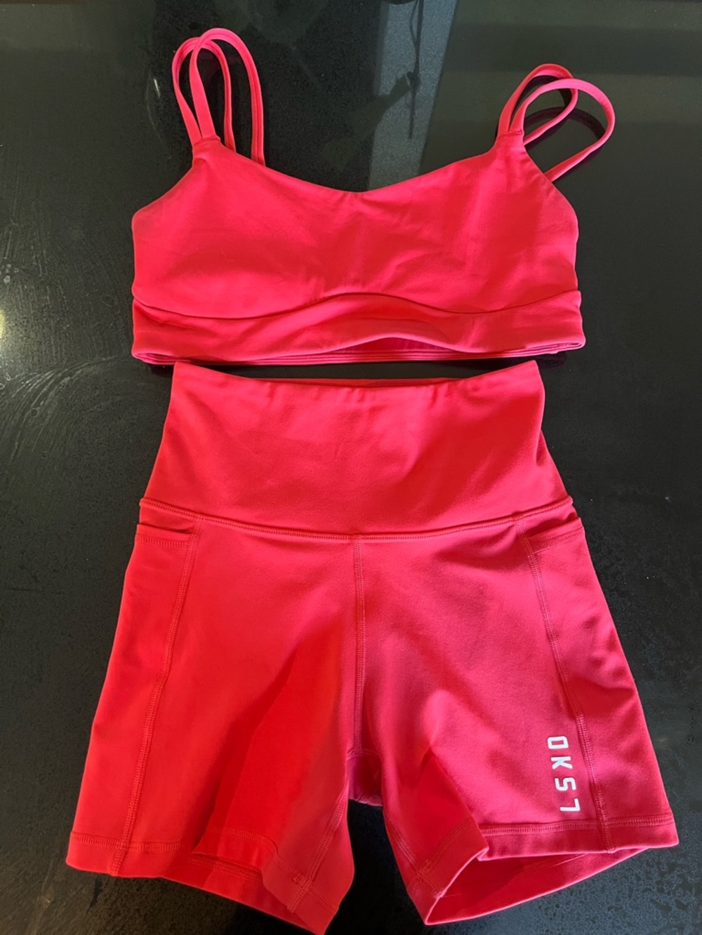 Bright Red Active Sports Bra & High-Waist Shorts Set